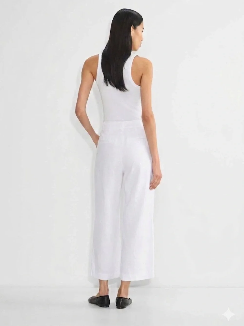 Aritzia Wilfred The Effortless Pant Size 4 White Cruise Linen Wide-Leg Cropped